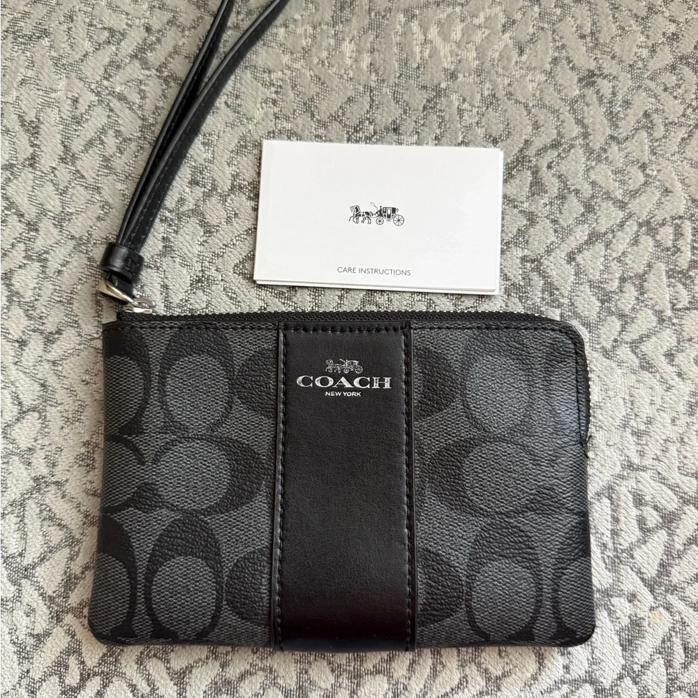 Coach Black Monogram Wristlet